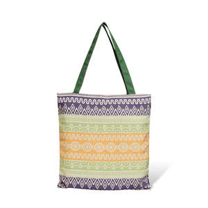 Sacs fourre-tout en toile de coton style bohème Aztec avec fermeture éclair, logo personnalisable, écologiques, décoration brodée, fabrication mécanique - Product Image 6