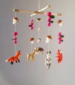 Handmade Needle felted baby mobile Woodland animals Crib decor Forest Hanging- Eco-friendly High-Quality - 100% New Zealand Wool