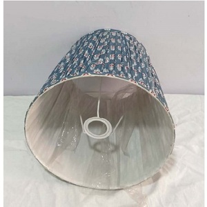 Porte-ampoule E27 populaire Table et lampadaires Couvertures et abat-jour rayé coton lin tissu à volants bord abat-jour - Product Image 1