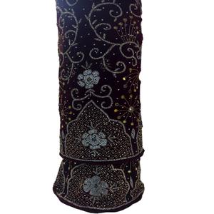 Tela de Terciopelo Africano de Alta Calidad con Cuentas, Bordada, con Pedrería, Diseño Elegante y Ecológico, Tipo Kanga - Product Image 1