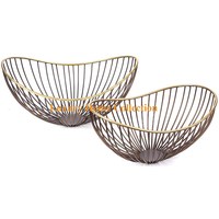 Ensemble de 3 seaux et paniers de rangement robustes en métal plaqué or rose avec deux plateaux de panier et porte-stylo et porte-couverts, finition brillante