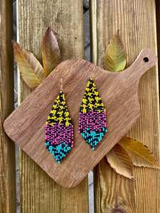 Boho <b>Turquoise</b> Design <b>Bead</b> Earrings with Cascading Fringe Unique Jewelry Gift for Women - Product Image 6