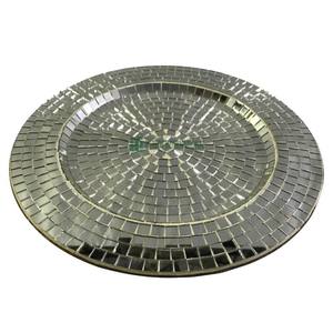 Plaque de chargeur ronde moderne en métal avec design en mosaïque miroir peint à la main pour hôtel/restaurant et mariage - Product Image 3