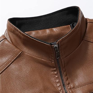 Faux cuir veste hommes automne hiver col droit hommes moto cuir manteau - Product Image 3