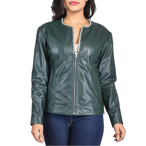 Chaquetas de cuero informales de diseño clásico para mujer, abrigo de cuero a la moda, chaquetas de cuero de ajuste Regular para mujer a la venta - Product Image 3