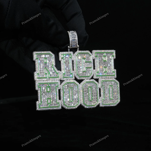 Dernier Vente En Gros Personnalisé Moissanite Lettre Pendentif Glacé GRA Certifié Plaqué Or VVS Diamant Émail Travail Look Alphabet Charme - Product Image 3