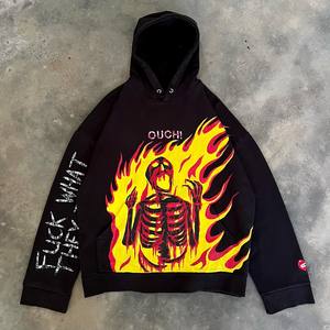 Sudadera con capucha personalizada Boxy Fit para hombre con estampado de Calavera, impresión digital lavada con ácido para la temporada de invierno - Product Image 5