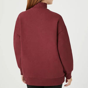 High Quality Custom Logo Cotton Plain Mock Neck Loose Fit <b>Sweatshirts</b> for Women Cheap Price Solid Color <b>Fleece</b> Women - Product Image 4