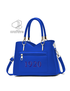 Bolso Tote Vintage de Cuero PU para Mujer, Hermandad Nacional Zeta Phi Beta, con Diseño de Letras, Borla Bordada y Botón - Product Image 3