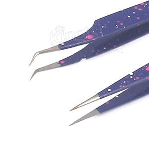 Pinzas para pestañas de fibra de volumen inclinado de acero inoxidable personalizables de alta calidad aplicador de pestañas de belleza de Punta puntiaguda - Product Image 6