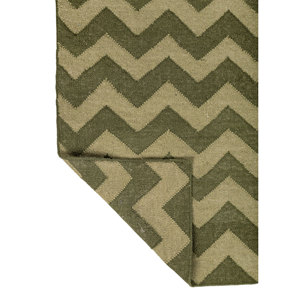Tapis en laine tissée plate Indusbar vert, motif chevron abstrait, en jute, pour la maison, le salon, le couloir, décoration rectangulaire - Modèle Dwrm-151 - Product Image 5