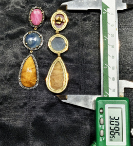 Reyes พลอยสีฟ้าและทับทิมที่สวยงามต่างหูวิคตอเรียสุดหรูทอง14K 925เงินเครื่องประดับเพชรธรรมชาติสำหรับผู้หญิง - Product Image 4