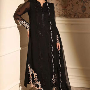 ชุดเดรสยาวผ้าชีฟองปักลายสวยงาม พร้อมประดับตกแต่งแบบเลเฮนกา โชลี สำหรับงานปาร์ตี้ - Product Image 1