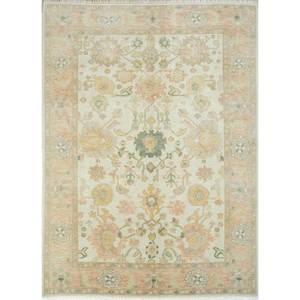 Alfombra de Lana Anudada a Mano de Gran Tamaño Aalam Pae-1759, Diseño Floral Abstracto Rojo Naranja para Entrada, Pasillo, Rectangular, 9x12 Pulgadas - Product Image 1