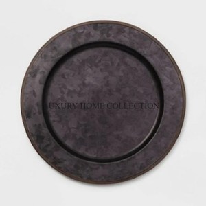 Décoration de table de grande taille enduite de poudre noire nourriture sous assiette plaque de chargeur en métal de qualité supérieure - Product Image 3