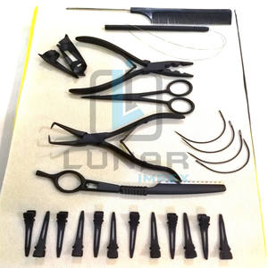 Kit de herramientas de extensión de cabello personalizado negro con color de plasma dorado haga su propia marca Alicates de acero etiquetado de logotipo incluido - Product Image 3