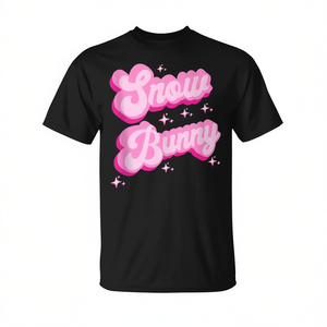 T-shirt Snow Bunny rose vif, design esthétique pour les amateurs de ski, thème hiver féerique - Product Image 2