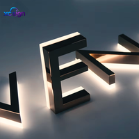 Enseigne LED 3D rétroéclairée en acier inoxydable personnalisée de qualité supérieure, compatible HomeKit, transformateur CA, IP65, pour bureaux, mariages, bâtiments, commerces