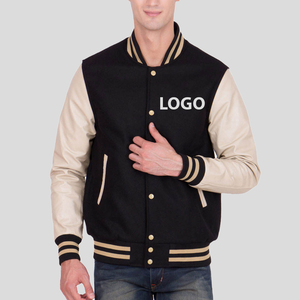 Custom Embroidered Genuine Leather Sleeves Breathable Lightweight Winter Varsity Baseball Jacket for Men <b>Long</b> <b>Canvas</b> Front - Product Image 4