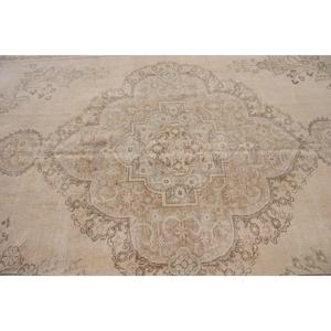 Tapis turc 9,2 x 12,6 pieds, tapis oriental vintage en laine beige - Product Image 4