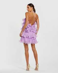 Modesto frente sólido sin tirantes Maxi vestido cintura Natural A-Line silueta adornado perlas bordadas rebordear crepé de moda - Product Image 6