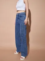 Jean en denim bleu clair taille haute pour femme, coupe droite, décontracté, respirant, style Y2K, avec broderies, déchirures, nœuds et décorations à pampilles, coupe bootcut