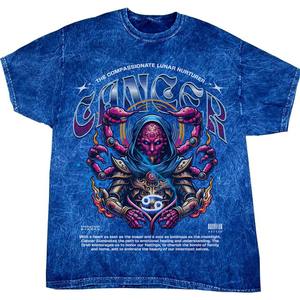 Unisex Casual Trendy Vintage Acid Wash Camiseta 100% algodón Drop Shoulders Prime Quality para Puff Print Graffiti Short Knitted - Product Image 4