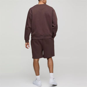 Conjunto corto de sudadera y Jogger para hombre, Sudadera de cuello redondo y pantalón corto liso - Product Image 6