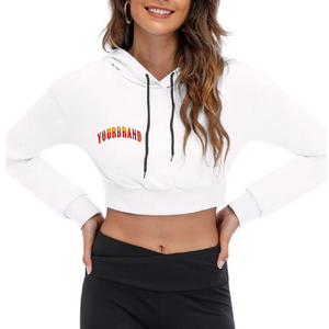 Sudadera con Capucha Corta y Holgada para Mujer, Personalizada con Bordado Frontal, Tejido de Felpa Francesa, Algodón de Alta Calidad, Transpirable - Product Image 1