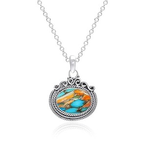 Oyster Cuivre Turquoise Gemstone 925 Sterling Silver Fine Pendentif Bijoux Avec 925 Timbre À La Main Pendentif En Argent Bijoux - Product Image 1