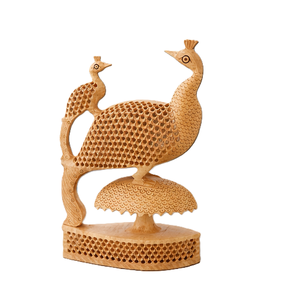 Escultura de Pavo Real de Madera Hecha a Mano, Figura de Animal Tallada, Decoración Tradicional para Mesa de Sala de Estar, 1 Pieza - Product Image 1