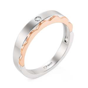 Bague de mariage pour homme Jeulia Two-Tone Prince Cloak avec zircon taille ronde - Product Image 2