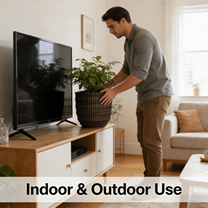 Ensemble de 4 pots de fleurs en céramique Mdj, design cannelé, gris foncé, pour l'intérieur et l'extérieur, jardinières pour la décoration de la maison, style moderne minimaliste - Product Image 3