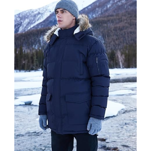Manteau parka pour hommes fabriqué sur mesure Veste d'hiver en duvet de canard épais avec col en fourrure - Product Image 3