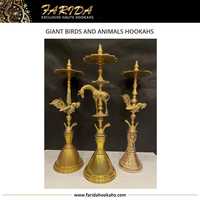 Cachimbas Farida de Lujo con Diseño Único, Cachimba Gigante Egipcia de Latón Macizo con Forma de Aves y Animales, 85-100cm, Florero de Vidrio, Shisha para Fumar, Edición Limitada