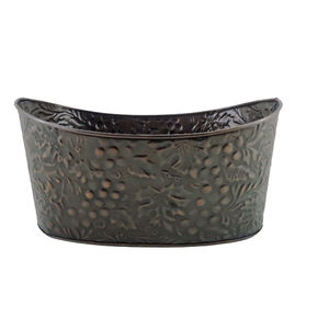Lot de 3 pots de fleurs ovales en métal de conception unique de taille moyenne couleur bronze pour le sol, le jardin et la décoration de la maison - Product Image 1