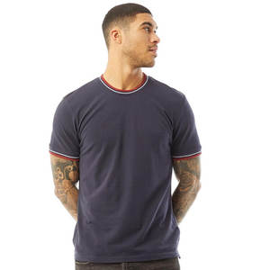 โลโก้บริษัทที่กําหนดเองบุรุษ 5.4-oz ผ้าฝ้าย 100% Ringer Tee เสื้อยืดปกติพอดีสบายๆ Tri-ผสม Tee T เสื้อ - Product Image 1