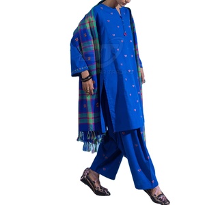 Conjunto de Ropa de 3 Piezas Estilo Pakistaní para Mujer, Traje de Verano de Algodón/Poliéster, Conjunto de Ropa Pakistaní de 3 Piezas para Mujer - Product Image 1