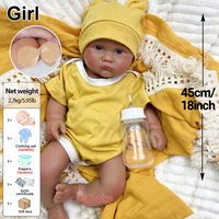 Poupées Reborn Artistiques en Silicone Faites à la Main pour Filles, 18 pouces, Bouche Ouverte, Nouveau-né, Muneca Réaliste, Jouet Bébé pour Magasins de Détail