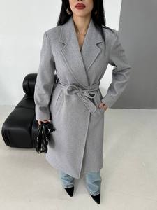 Manteau trench élégant gris en mélange polyester/coton, décontracté, à manches longues, col chemise, ceinturé, réversible, coupe-vent, pour l'automne - Product Image 5