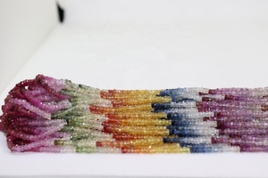 Cuentas rondelle facetadas de zafiro múltiple de 16 pulgadas Cuentas de piedra de hebras de 2,5-3mm - Product Image 4