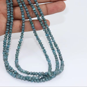 Diamant bleu naturel brut perles non coupées brin perles de diamant bleu brut pour la fabrication de bijoux en vrac en gros - Product Image 1