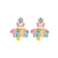 Boucles d'oreilles brodées de perles de lapin blanc, bijoux en perles de riz faits à la main, style classique pour femmes, directement d'Inde