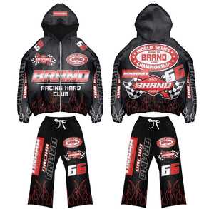 En gros, Survêtements décontractés unisexe 100% Coton respirant, effet délavé soleil, coupe évasée, grammage lourd, avec sweat à capuche, OEM, entièrement sérigraphiés - Product Image 6