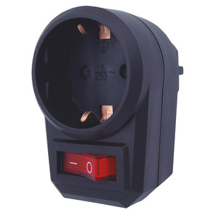 Adattatore nero semplice con interruttore 250V 16A (GSC 103000026) - Product Image 1