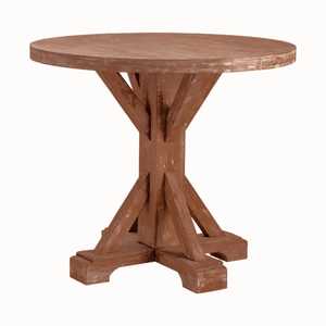 โต๊ะรับประทานอาหารแบบแท่นกลมแบบเรียบง่ายไม้เนื้อแข็งสีน้ำตาลสำหรับห้องครัวห้องนั่งเล่น - Product Image 1