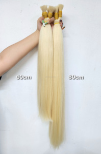 Extensions de cheveux naturels indiens Remy, blond décoloré, en vrac, à trame unique, pointes pleines - Product Image 2