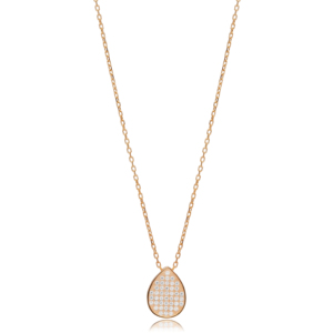 Collier minimaliste en argent sterling 925 avec pendentif en forme de poire en zircon clair, tendance, bijoux fins - Product Image 2