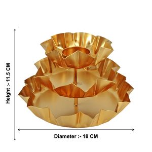Brass Urli Bowl with Tealight <b>Candle</b> Holders for Diwali Festive Decoration Crafted from durable metal with a polished finished - Product Image 3