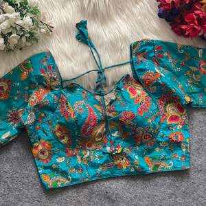 Vêtements de mariage exclusifs Chinon lourd avec le fabricant de chemisiers imprimés de position de Surat au taux le plus bas - Product Image 2